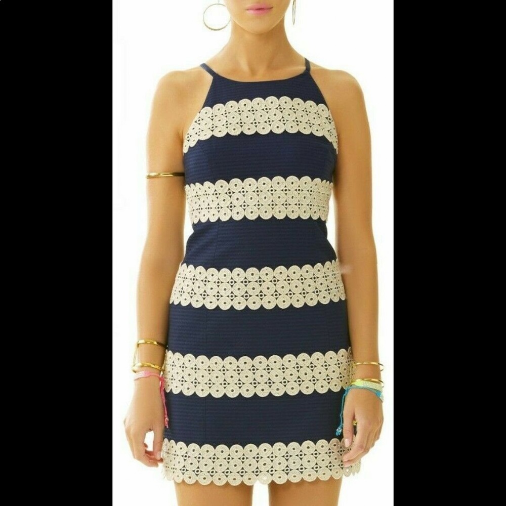 Lilly Pulitzer Annabelle Shift Dress Navy/Gold